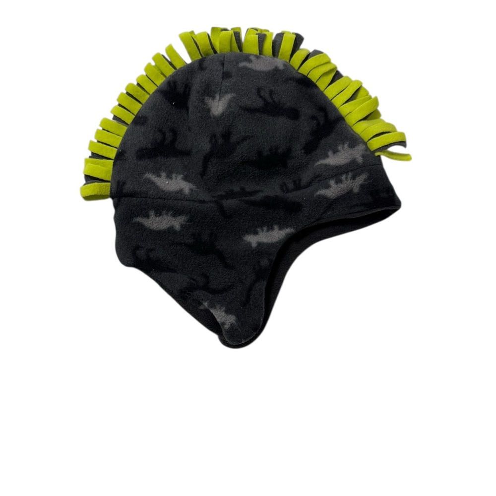 Cat & Jack Black and Green Dinosaur Fleece Hat Boys Size 8-16